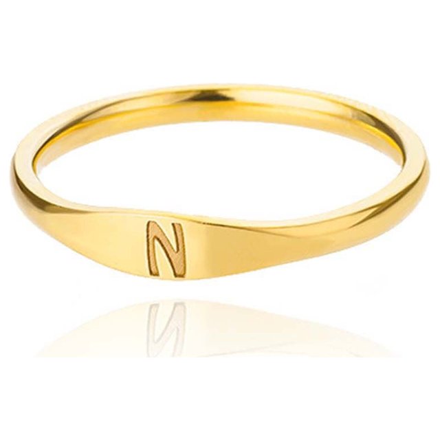 Xihbxyly Anillo con Inicial, Joyería Personalizable de 26 Letras, Banda Apilable de Acero Inoxidable, Personalizable con Nombres, Regalo Significativo para Seres Queridos, Perfecto para Cualquier Oca