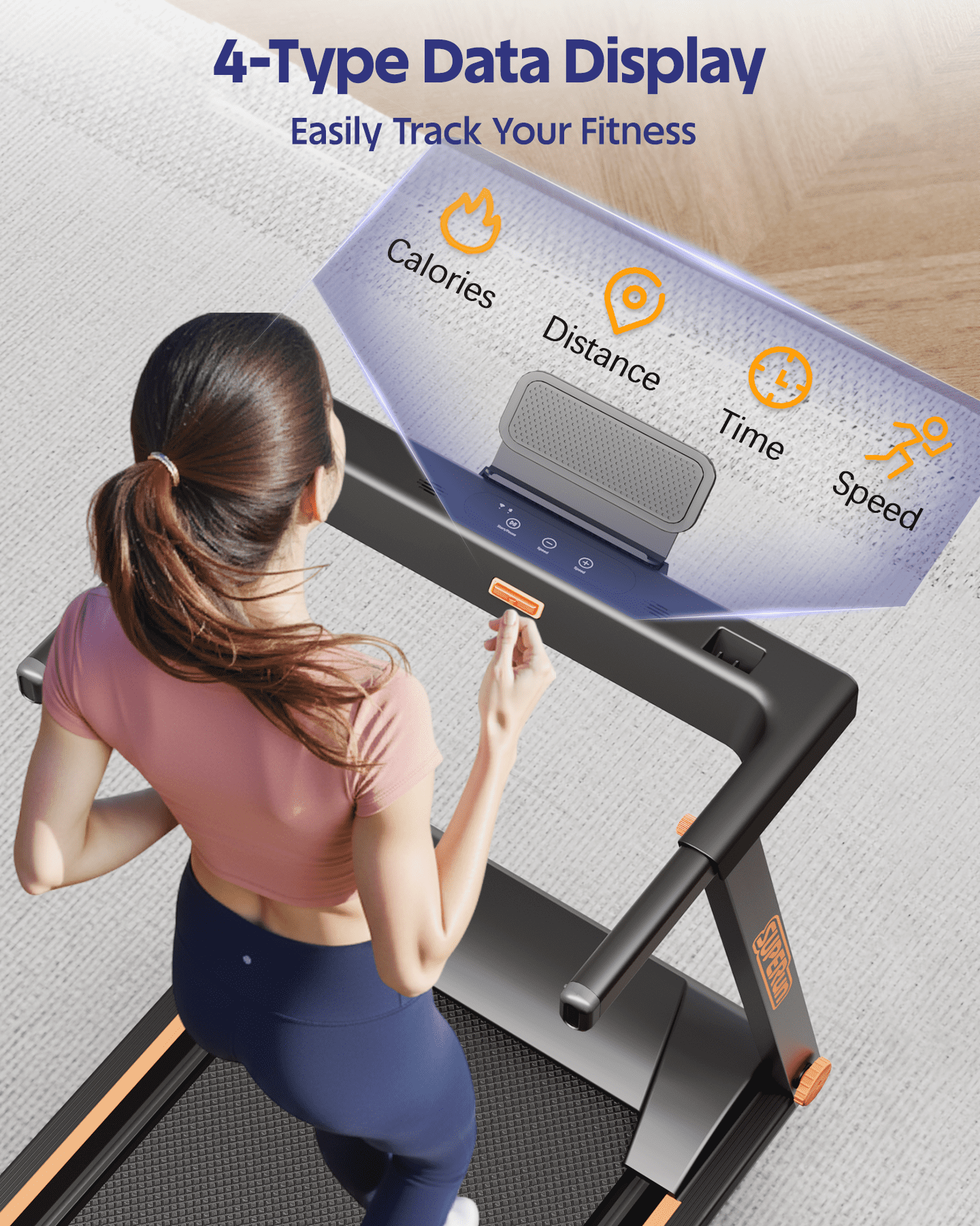 Superun 4-in-1 Foldable Treadmill with Incline, 300 LBS Capacity Running Treadmills for Home Small Spaces with Handles, 3.0 HP Folding Treadmill with Smart APP