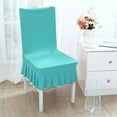 thumbnail image 3 of PiccoCasa 2Pcs Stretch Spandex Dining Chair Slipcovers, Ruffled Skirt Chair Protectors Cyan, 3 of 6