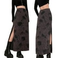 thumbnail image 5 of Douhoow Vintage Long Skirts for Women High Waist Flower Print Side Split Skirts, 5 of 6