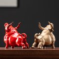 thumbnail image 3 of Adornos creativos de cerámica de vaca roja para el hogar, la sala de estar, la oficina, el escritorio, decoraciones de la suerte, mascota del zodiaco, 3 of 6