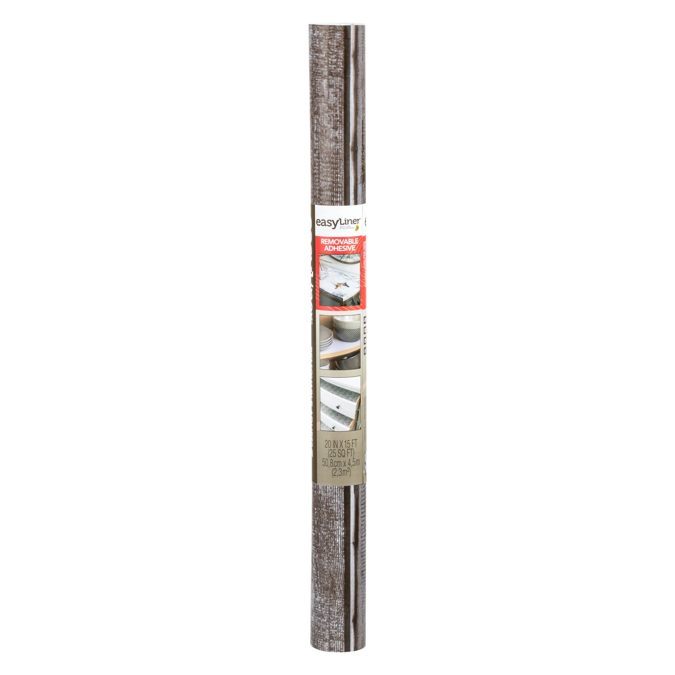 (2 pack) EasyLiner Removable Adhesive Shelf Liner, Weathered Wood 20" x 15' Roll