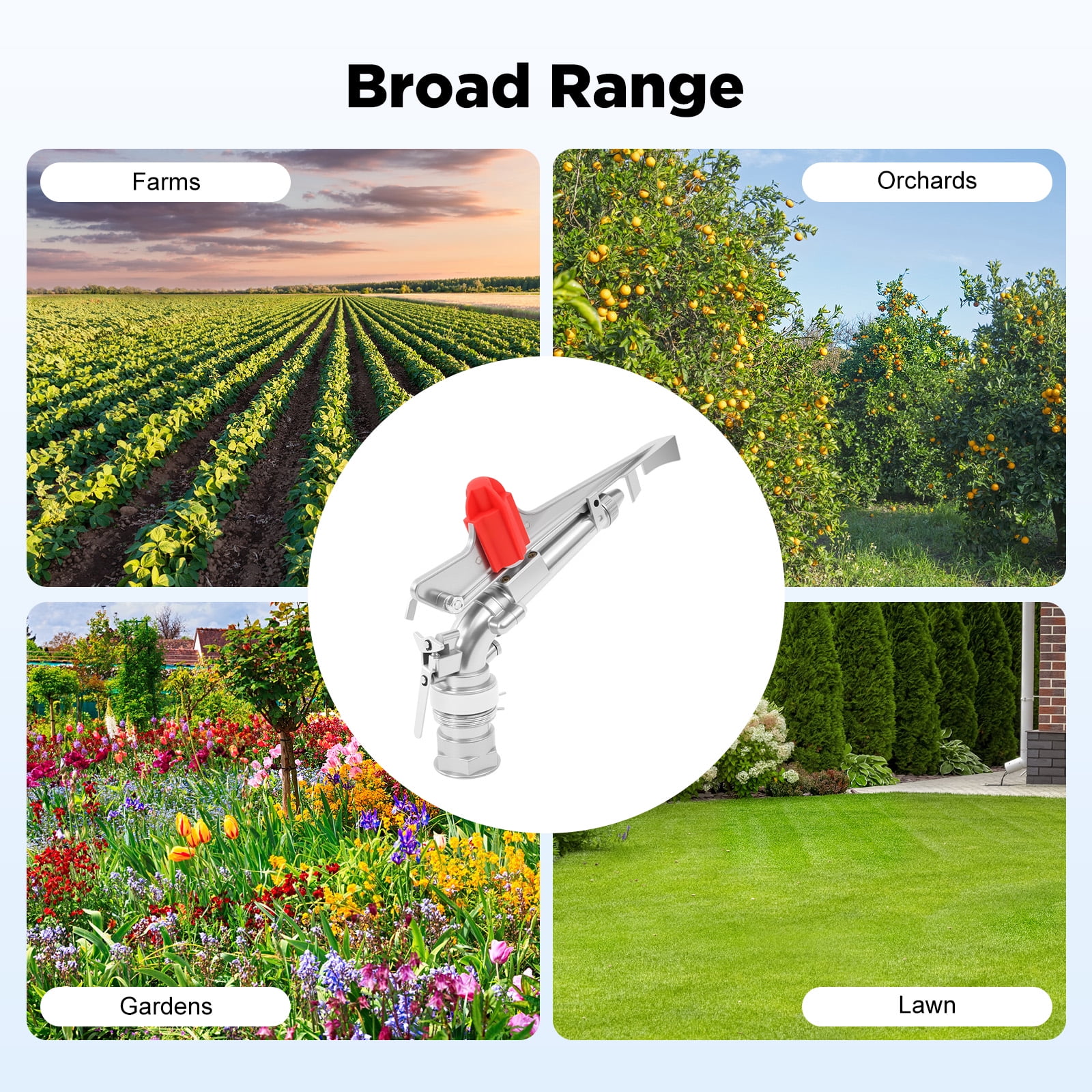 2 Inch Irrigation Spray Gun, 65-80M Large Impact Area 360 Adjustable Water Sprinkler for Large-Scale Agricultural Irrigation