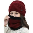 thumbnail image 2 of Babibeauty Womens Solid Winter Fleece Knitted Ski Beanie Earflap Scarf Sets Caps Hats, 2 of 3