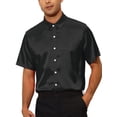thumbnail image 4 of Lars Amadeus Satin Shirts for Men's Short Sleeves Collared Summer Button Down Shirts, 4 of 4