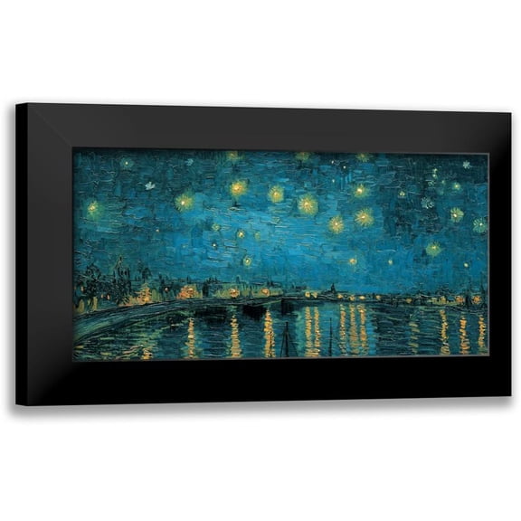 Van Gogh, Vincent 14x9 Black Modern Framed Museum Art Print Titled - The Starry Night