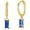 Gold - blue, variant on Dainty Dangle Hoop Earrings with Baguette CZ for Women, Small Huggie Earring with Cubic Zirconia Charm