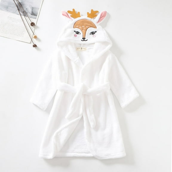 Robe for Girls Toddler Kids Baby Boys Girls Cartoon Bathrobes Hooded Warm Flannel Night-Robe Sleepwear Pajamas Little Girls Robes Size 2T