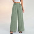 thumbnail image 2 of Women's High Waisted Palazzo Pants Cotton Linen Wide Leg Trousers Casual Smocked Waist Beach Pants Flowy Long Swing Pants, 2 of 10