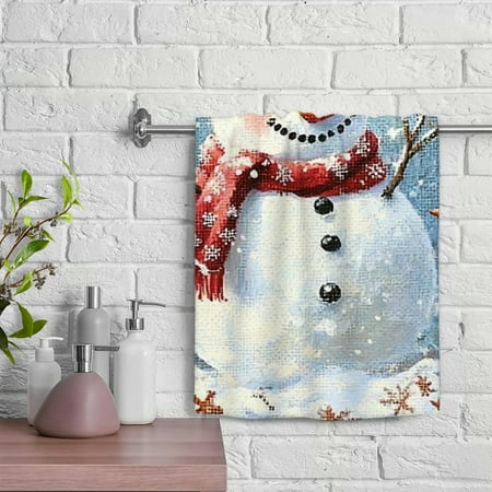 

ZFLMY Snowman Red Bird Spa Towel Hand Towel 100% Polyester Absorbent Kitchen Towels for Bathrooms Showers 29.5x13.8 inches 29.5x13.8in