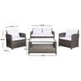 thumbnail image 6 of SAFAVIEH Vellor Outdoor Patio 4 Piece Conversation Set, Grey Brown/White, 6 of 12
