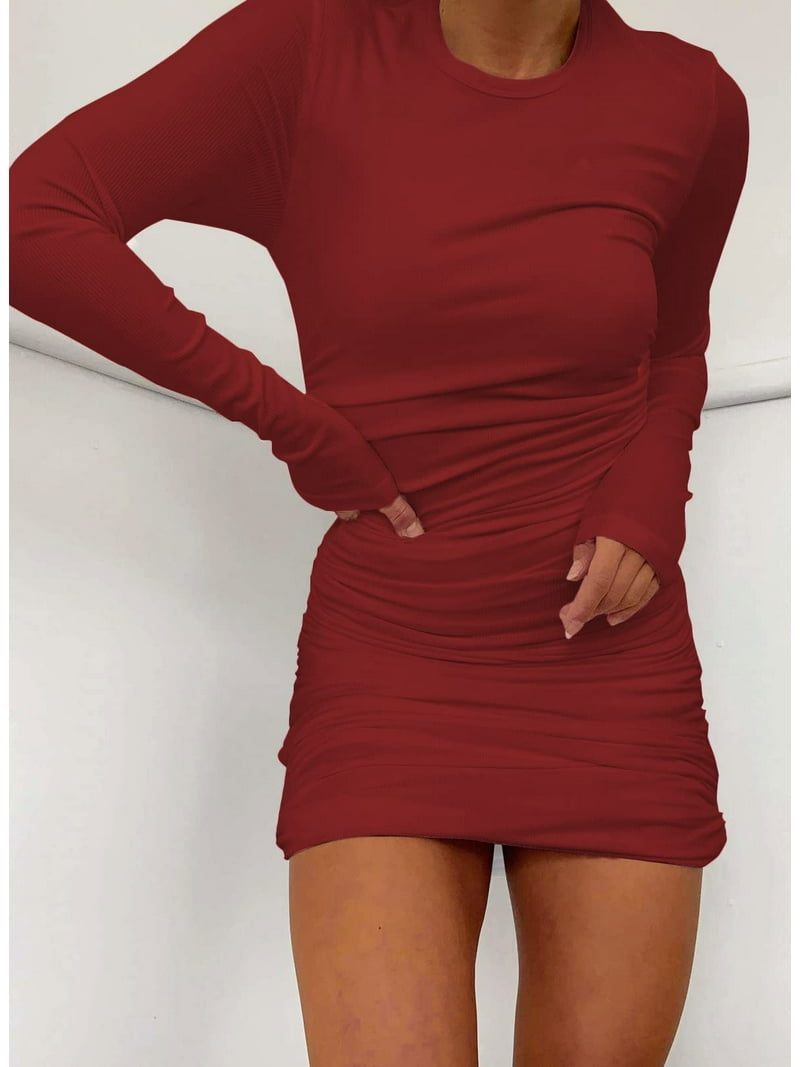 red long sleeve sexy dress One Shoulder Red Prom Dress Sequins Long On Sale