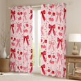 thumbnail image 2 of Homewish Kawaii Bow Tie Black Out Curtains,Summer Fruit Cherries Curtains Pack of 2 (42x63 Each),Pink Red Bedroom Curtains For Girls Kids,Breathable Home Decor, 2 of 6