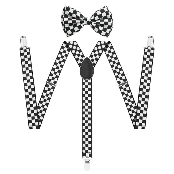 Man of Men - Ensemble de Bretelles et Noeud Papillon Noir et Blanc pour Hommes