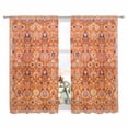 thumbnail image 2 of Boho Orange Semi Sheer Window Curtains 72 Inches Long, Country Style Bohemian Floral Retro Tribal Rod Pocket Voile Silky Chiffon Curtain Light Filtering Drapes for Living Room, 52"x72", 2 Panels, 2 of 9