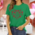 thumbnail image 1 of Chemises à Manches Courtes pour Femmes Col Rond Manches Courtes Mode Imprimé Cœur T-Shirt Ample Léger Confortable Doux Chandail Tenues Vert P, 1 of 4