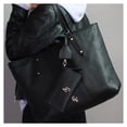 thumbnail image 3 of Bolso de piel Guadalupe Vázquez negro con logo color oro, 3 of 3