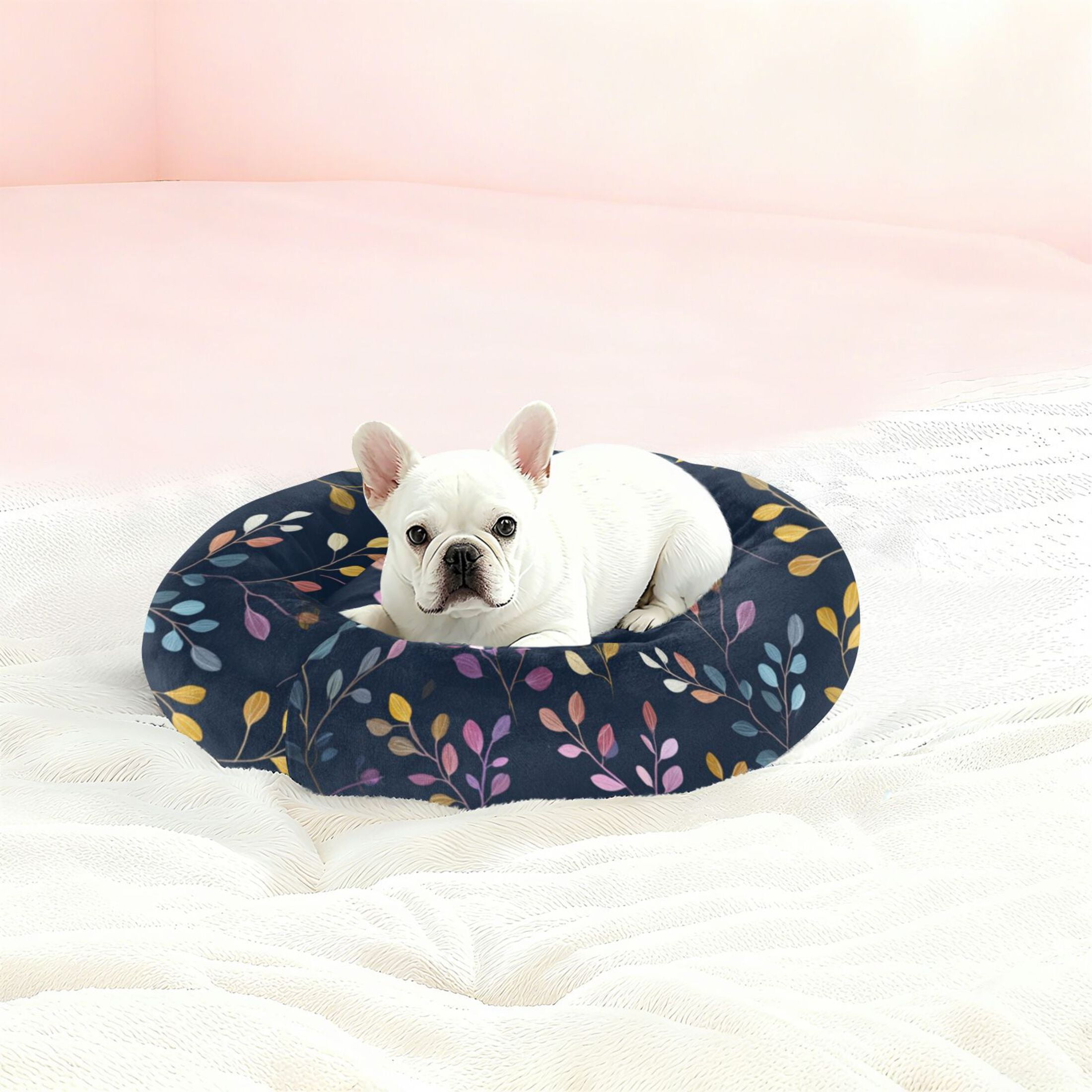 Pet Bed Pet Mat Cozy Removable & Washable Comfort For Cats And Dogs Small Pastel Leaves