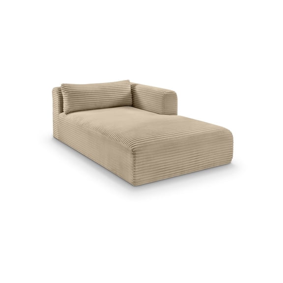 Meridian Furniture Shaggy Taupe Corduroy Performance Fabric Chaise