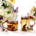 thumbnail image 4 of Conjunto Nuanchu 4 Juegos de Tazas de Té de Vidrio Decoradas con Flores de 12 oz con Tapa y Cuchara, 4 of 6