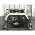 thumbnail image 3 of Ambesonne Cat Quilted Bedspread Set 3 Pcs, Closeup Circle of a Black Kitty, King Size, Charcoal Grey, 3 of 5