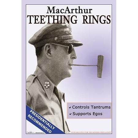 Photograph of American General Dougles MacArthur as Commander of US Forces in the Pacific and smoking his famous corn cob pipe which served as it does for most smokers as a teething ring Poster