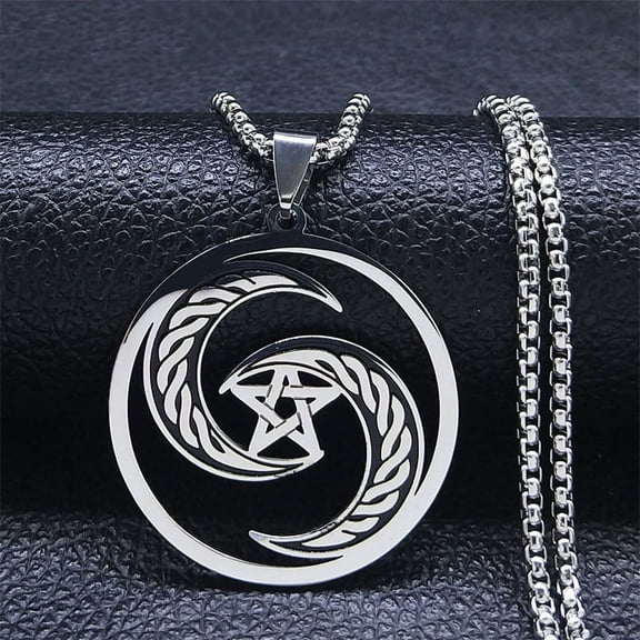 Witchcraft Celtic Witch Knot Pendant Necklace for Women Men 14K White Gold Slavic Protection Amulet Jewelry nudo de bruja