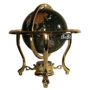 Unique Art 21-Inch Tall Black Ocean Table Top Gemstone World Globe With 4 Leg Silver Stand