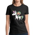 thumbnail image 1 of Leprechaun Riding A Unicorn Graphic Shirts for Women - St Patrick's Day Womens T-Shirt American Irish Party Gift, 1 of 2