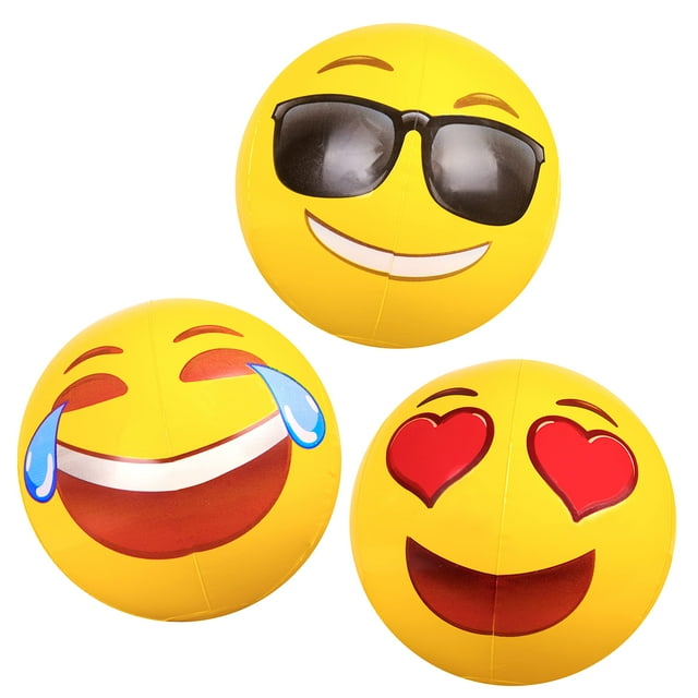 Coconut Float Emoji Beach Ball 12 Pack - 18 Inch Inflatable Beach Balls - Great for Summer Parties & Swim Events