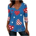 thumbnail image 2 of Xdegoge 4th Of July Tops for Women Patriotic Shirts USA American Flag Tropical Floral Print V Neck Three Quarter Sleeve Casual Loose Fit Summer Holiday Graphic Tees, 2 of 7