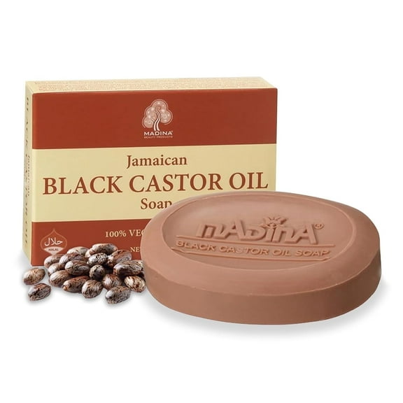 Madina Jamaican Black Castor Oil Soap Bar, Deep Moisturizing, Hydrating, 100% Vegetable-Based, Gentle Cleanser for All Skin Types, 6 Pack (3.5oz Each)