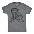 thumbnail image 1 of Mens Lets Get Trashed T Shirt Funny Racoon Garbage Can Drinking Tee for Guys (Dark Heather Grey) - XXL, 1 of 3