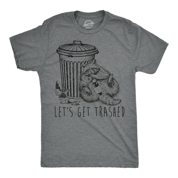 Mens Lets Get Trashed T Shirt Funny Racoon Garbage Can Drinking Tee for Guys Graphic Tees