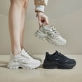 thumbnail image 4 of Women Chunky Platform Sneakers, Thick Rope Lace Faux Leather Comfort Casual Daily Walking Fashion Athletic Shoes, 4 of 4