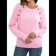 thumbnail image 2 of Suéteres de Punto Casuales para Mujer, Jerseys de Larga con Cuello Redondo Rosa M, 2 of 10