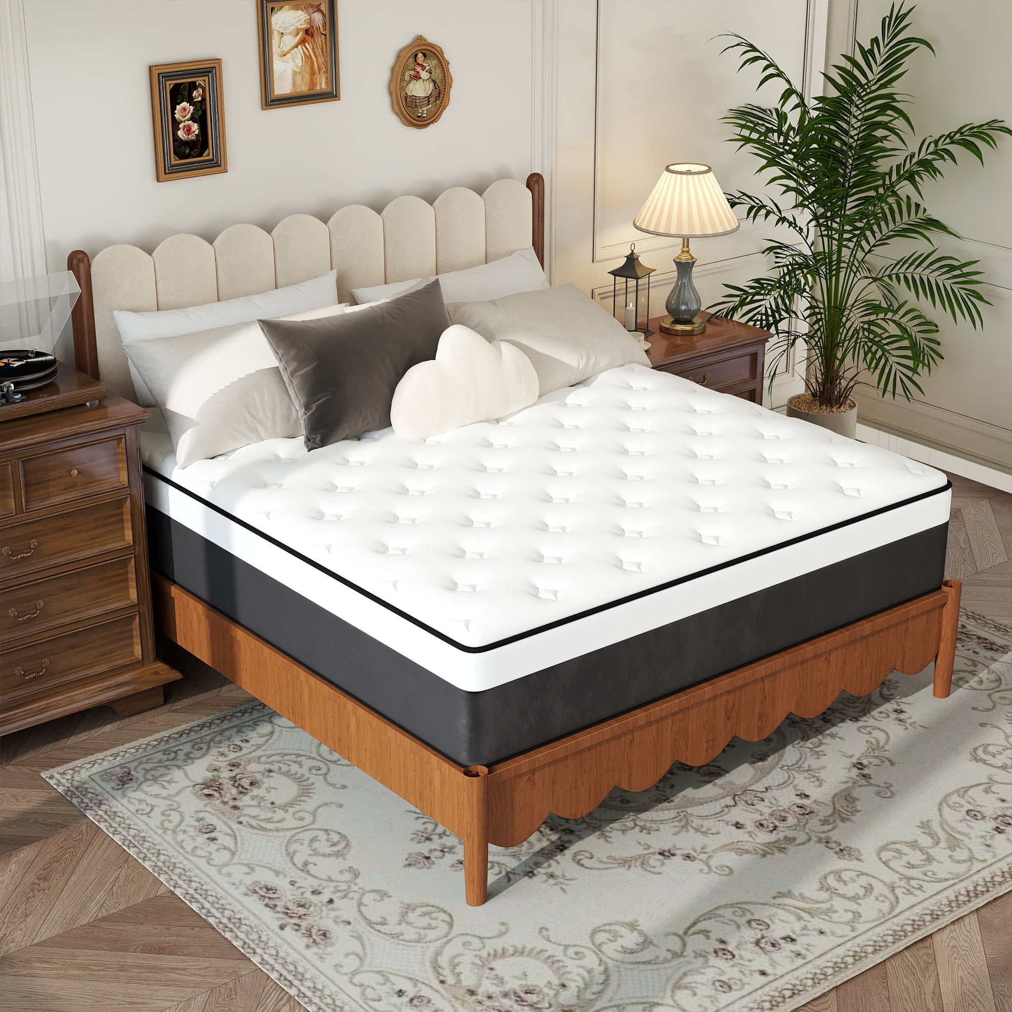 Twin Mattress, 14 inch Hybrid Mattress in a Box,Medium Firm