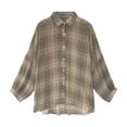 thumbnail image 2 of Camisa a cuadros Mujer Primavera Blusa de manga larga Botón Top informal suelto, Albaricoque, L Scienceny AP001367-10, 2 of 7