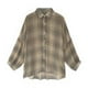 thumbnail image 2 of Camisa a cuadros Mujer Primavera Blusa de manga larga Botón Top informal suelto, Albaricoque, 3XL Yuarrent AP001367-13, 2 of 7