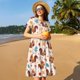 thumbnail image 4 of Balery Forest Squirrel Nuts Vestidos sueltos de manga corta para mujer, vestidos de verano 2025, vestidos casuales de corte A con vuelo., 4 of 6