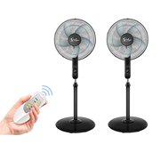 Simple Deluxe Oscillating 16? Adjustable 3 Speed Pedestal Stand Fan with Remote Control for Indoor, Bedroom, Living Room, Home Office & College Dorm Use, 2 Pack, black