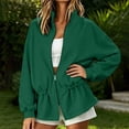 thumbnail image 5 of Staron Women's Zip Up Jacket Oversized High Neck Long Sleeve Casual Sporty Full Zipper Stand Collar Solid Color Fleece Athletic Track Top Green XXL, 5 of 7