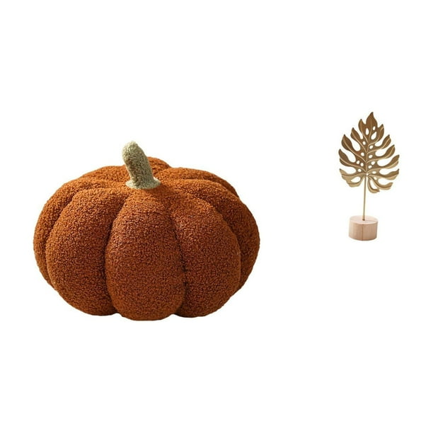 Almohadas de calabaza de Halloween,Almohadas de calabaza de Halloween Decoración del hogar Suave,Cojines de calabaza para Halloween,peluches,sofá,Escultura de hojas,Estatua de hoja de metal
