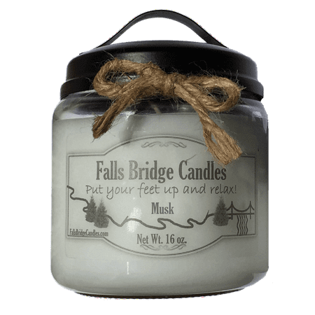 Fall Leaf Candles - Musk Scented Jar Candle, Medium 16-Ounce Soy Blend, Falls Bridge Candles
