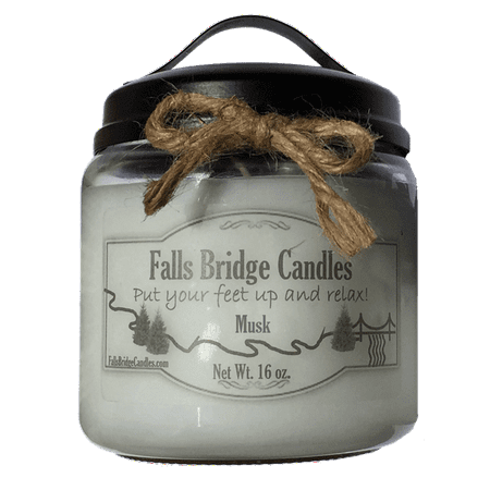 Musk Scented Jar Candle, Medium 16-Ounce Soy Blend, Falls Bridge