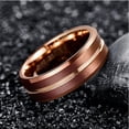 thumbnail image 2 of Men's 8mm Grooved Tungsten Carbide Ring Matte Finish Beveled Edge Wedding Band Size 6 to 14, 2 of 5