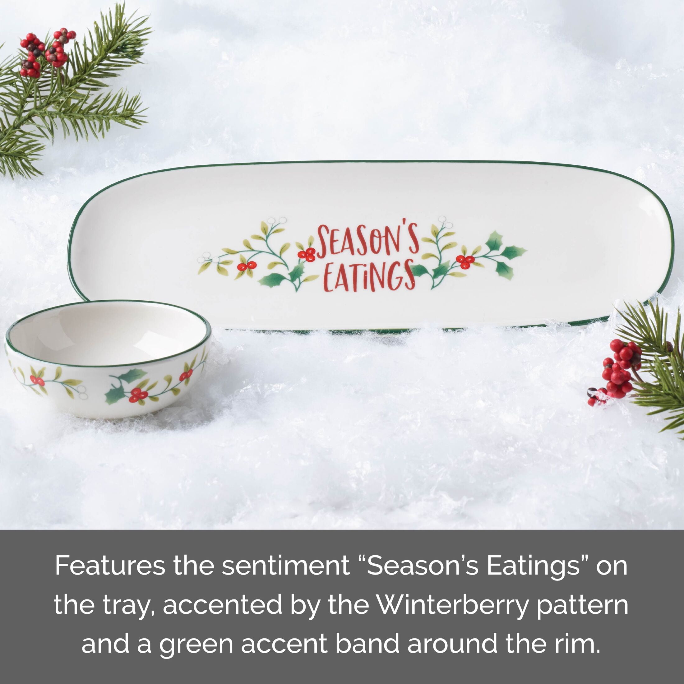 Pfaltzgraff Winterberry Tray with Dip Bowl