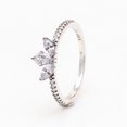 thumbnail image 1 of Anillo de muestra de pétalo brillante con diamantes bañado en plata, anillo de lujo con forma de copo de nieve y flores, regalo sorpresa, 1 of 5