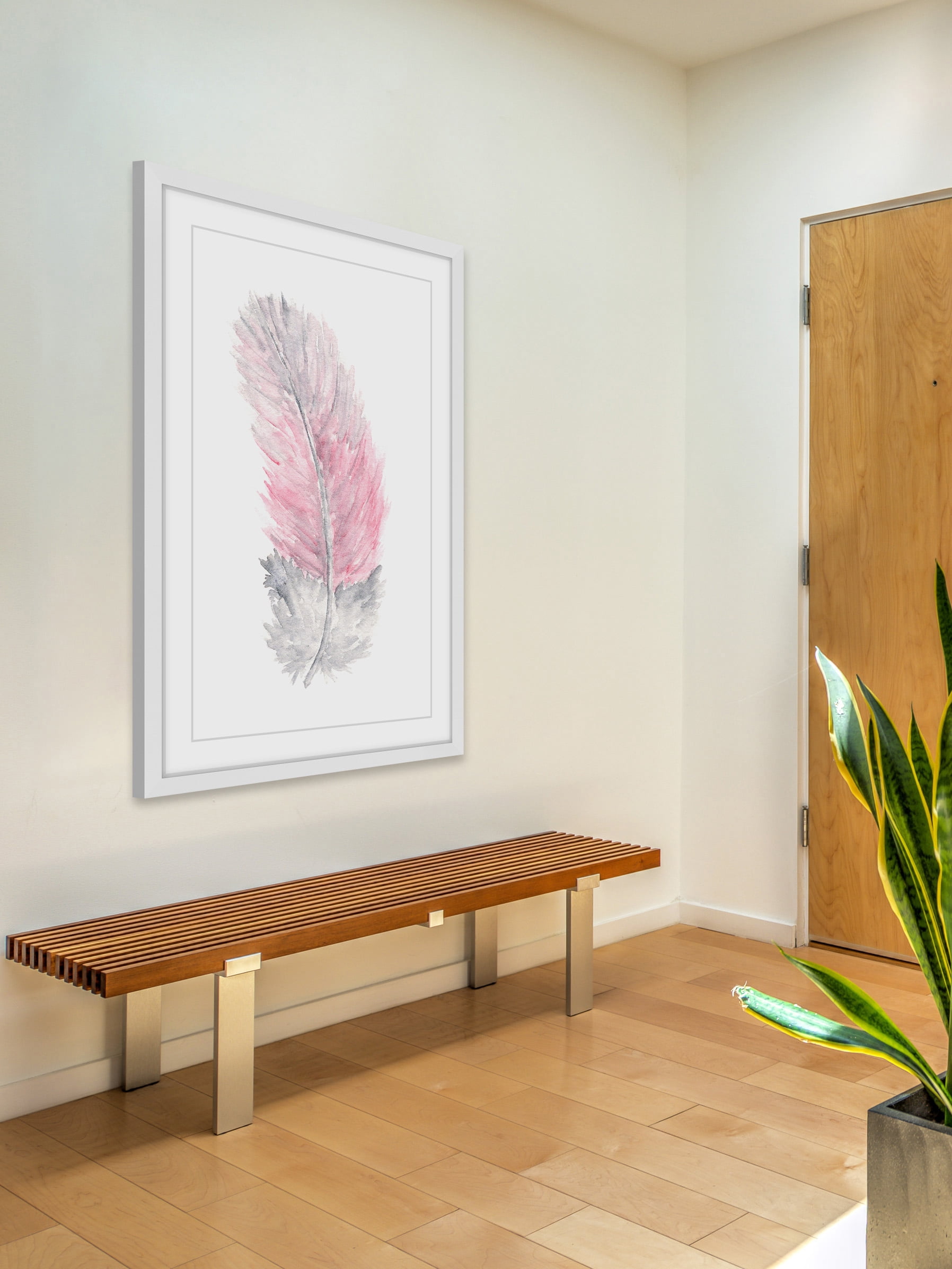 "Pink Feather" Framed Painting Print