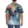 thumbnail image 3 of Yiaed Ink Style Wave Dragon Print Mens Casual Wrinkle Free Shirts Short Sleeve Button Down Summer Stretch Dress Shirt-Small, 3 of 5